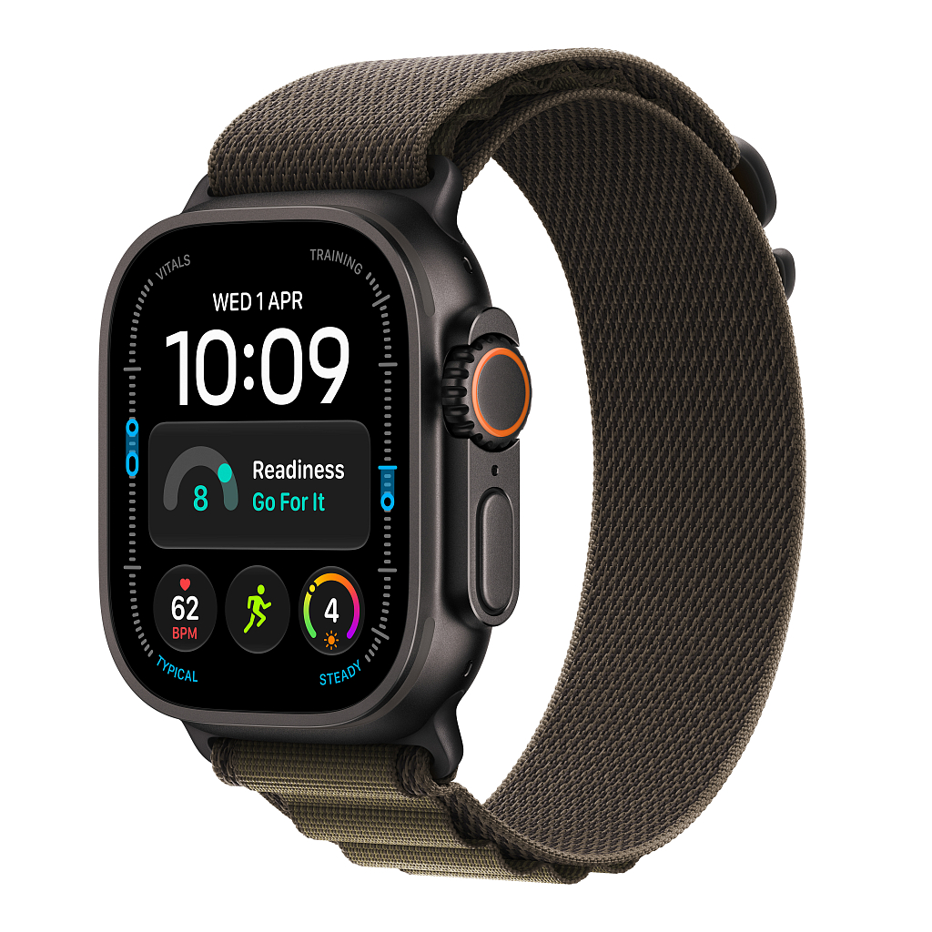 Часы Apple Watch Ultra 4 GPS 49 мм, корпус чёрный титан (Black Titanium), ремешок Alpine, цвет: тёмно-оливковый (Dark Olive), размер: L