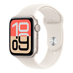 Умные часы Apple Watch SE 3 (2025), 44 мм, цвета «сияющая звезда», ремешок Sport Band цвета «сияющая звезда» размер S/M