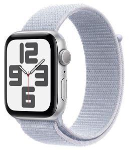 Часы Apple Watch SE, 40 мм, алюминий серебристого цвета, браслет Sport Loop дымчато-голубого цвета (2024)