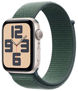 Часы Apple Watch SE, 40 мм, алюминий цвета «сияющая звезда», браслет Sport Loop цвета «горное озеро» (2024)