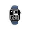 Apple Watch Series 10, 42 мм, корпус из алюминия цвета серебристый, спортивный ремешок цвета «синий деним» S/M