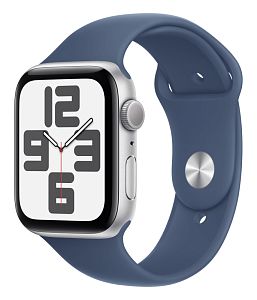 Часы Apple Watch SE, 40 мм, алюминий серебристого цвета, ремешок Sport Band цвета «деним» (2024)