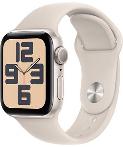 Apple Watch SE 2023, 44 мм, корпус из алюминия цвета «сияющая звезда», спортивный ремешок цвета «сияющая звезда» M/L