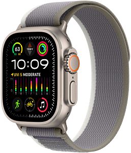 Apple Watch Ultra 2 GPS + Cellular, 49mm, корпус из титана, ремешок Trail зеленого/серого цвета, размер S/M
