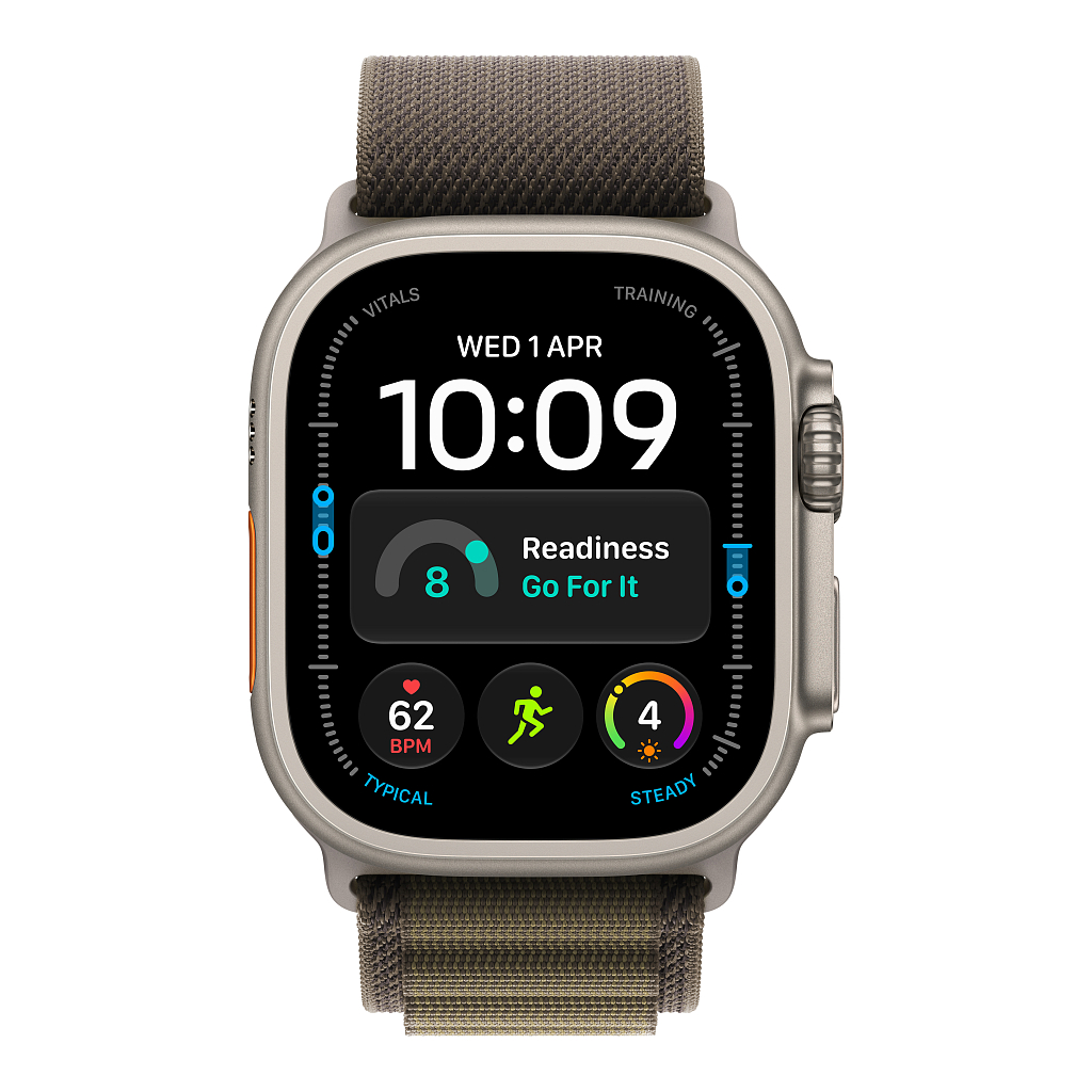 Часы Apple Watch Ultra 4 GPS 49 мм, корпус натуральный титан (Natural Titanium), ремешок Alpine, цвет: тёмно-оливковый (Dark Olive), размер: S