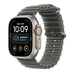 Часы Apple Watch Ultra 4 GPS 49 мм, корпус натуральный титан (Natural Titanium), ремешок Ocean, цвет: полупрозрачный чёрный (Translucent Black)