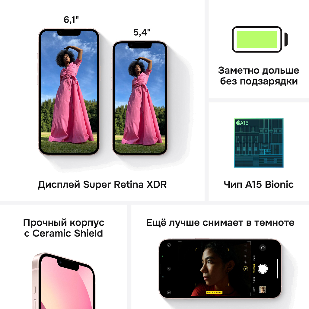 Apple iPhone 13, 256 ГБ, розовый