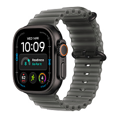 Часы Apple Watch Ultra 4 GPS 49 мм, корпус чёрный титан (Black Titanium), ремешок Ocean, цвет: полупрозрачный чёрный (Translucent Black)