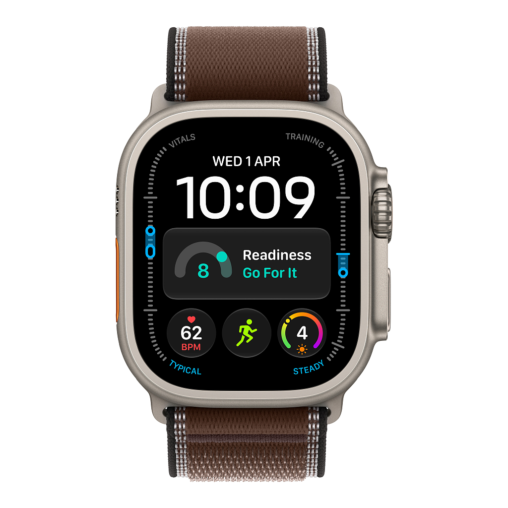 Часы Apple Watch Ultra 4 GPS 49 мм, корпус натуральный титан (Natural Titanium), ремешок Trail, цвет: тёмно-коричневый (Dark Umber), размер: M/L