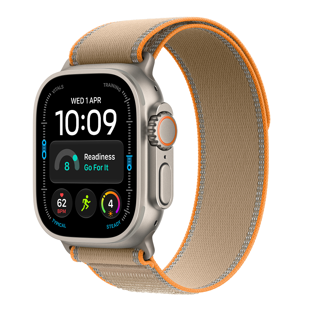 Часы Apple Watch Ultra 4 GPS 49 мм, корпус натуральный титан (Natural Titanium), ремешок Trail, цвет: бежевый (Sand), размер: S/M