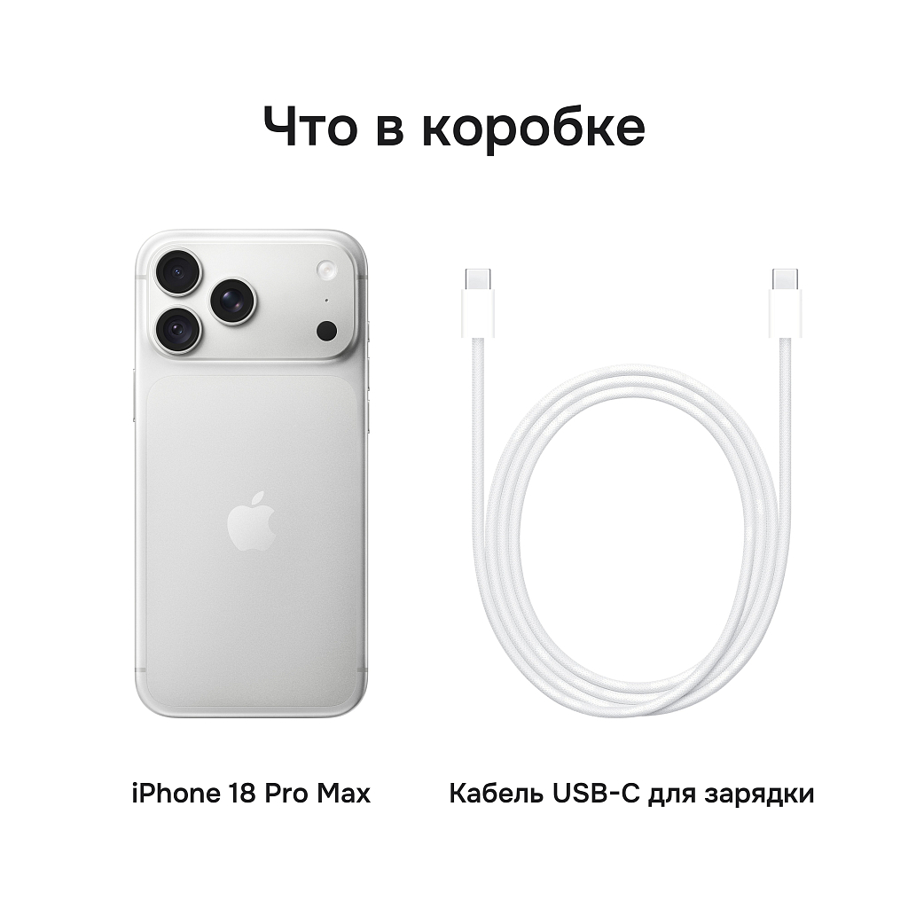 Телефон Apple iPhone 18 Pro Max 256 ГБ, 2 nano-SIM (две физические SIM-карты), цвет: серебристый (Silver)
