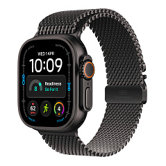 Часы Apple Watch Ultra 4 GPS 49 мм, корпус чёрный титан (Black Titanium), миланский сетчатый браслет, цвет: чёрный титан (Black Titanium), размер: M
