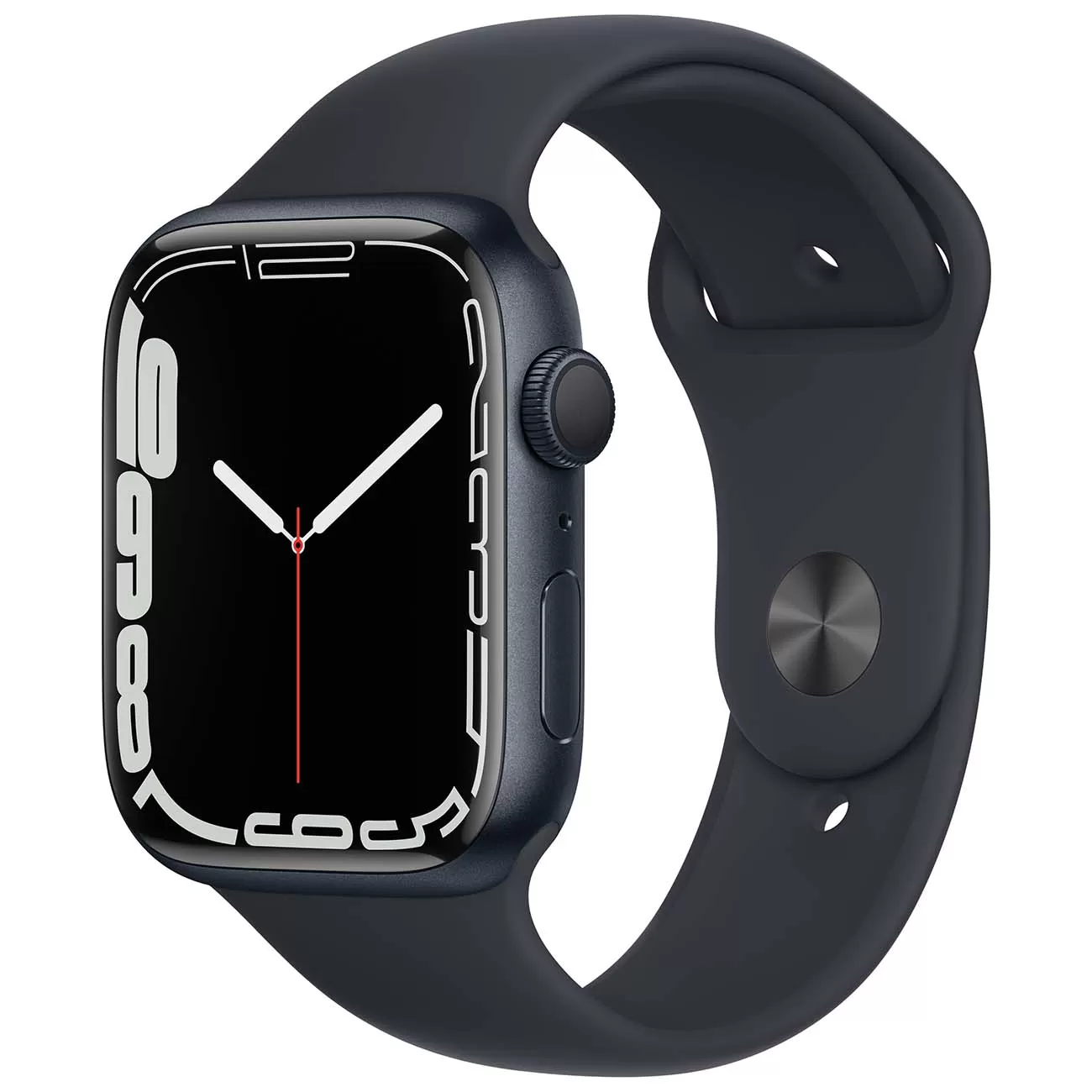 Apple Watch Series 7, 41 мм, корпус из алюминия цвета «тёмная ночь», спортивный ремешок «тёмная ночь»